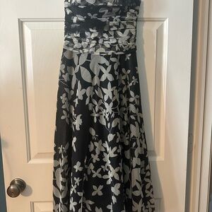 BCBGMaxAzria Strapless Black and Gray A-line Dress